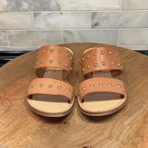 Nicole Vasari  Elegant Tan Leather Studded Sandals Made In Italy